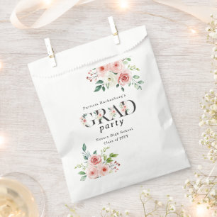Lovely Pink Floral GRAD Custom Graduation Party  Favour Bag