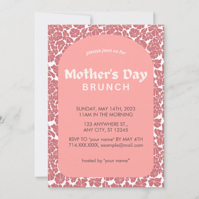 Lovely Pink Floral Mother's Day Brunch Invitation (Front)