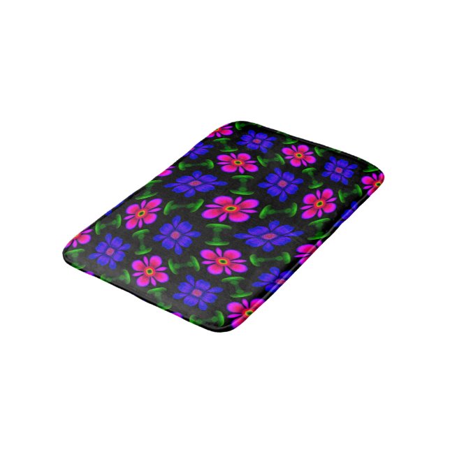Lovely Pink Flowers Pattern Bath Mat (Angled)