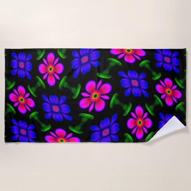 Lovely Pink Flowers Pattern Beach Towel (Front)