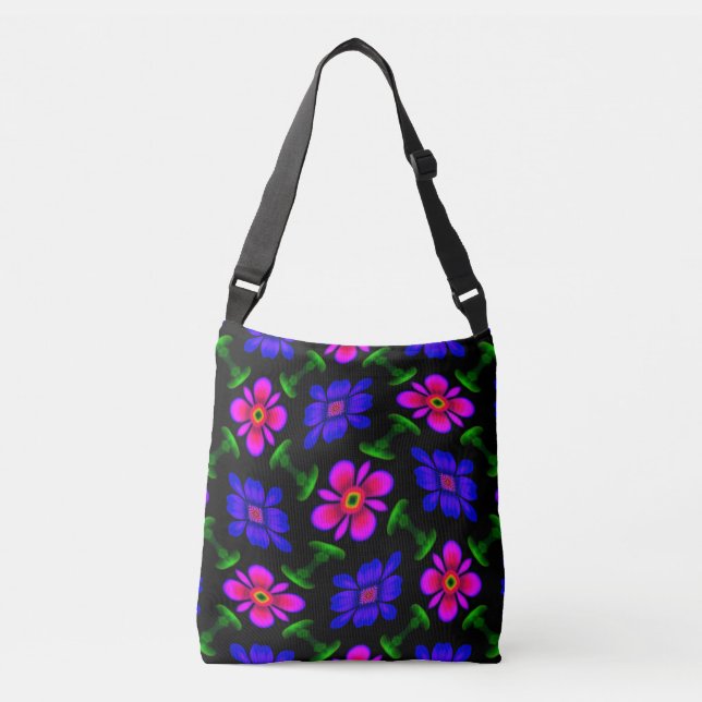 Lovely Pink Flowers Pattern Crossbody Bag (Front)
