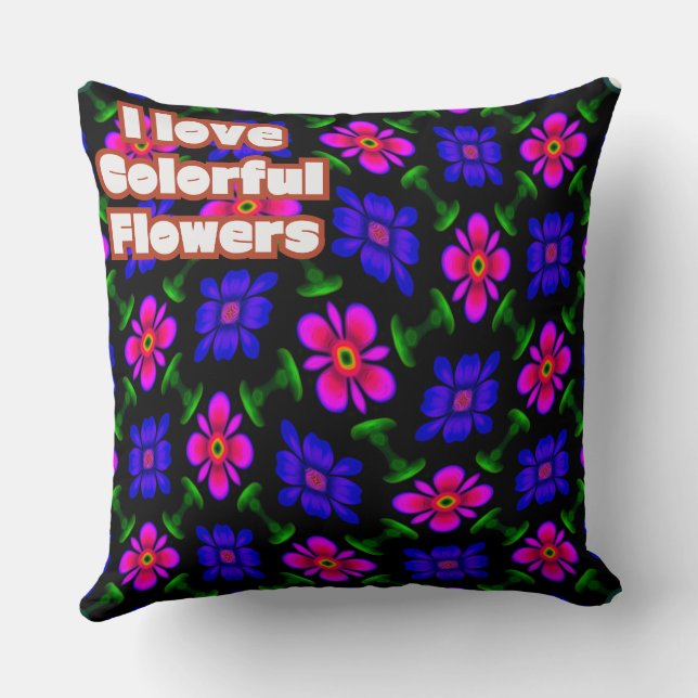 Lovely Pink Flowers Pattern Cushion (Back)