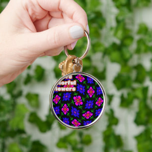 Lovely Pink Flowers Pattern Key Ring
