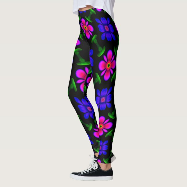 Lovely Pink Flowers Pattern Leggings (Left)