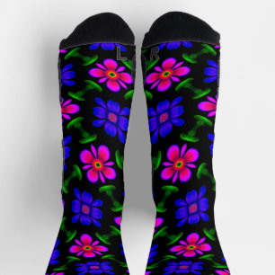 Lovely Pink Flowers Pattern Socks