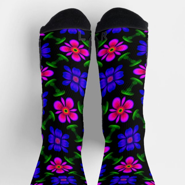 Lovely Pink Flowers Pattern Socks (Top)