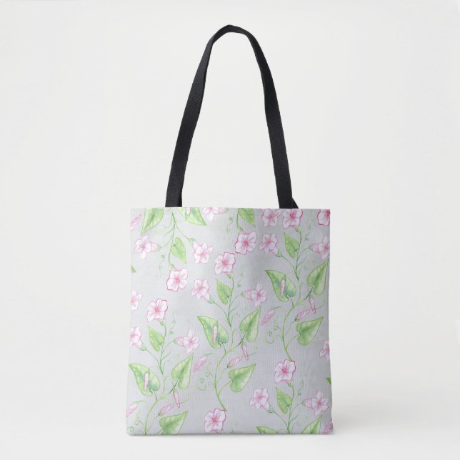 Lovely Pink Flowers Watercolor Pattern | Tote Bag (Front)