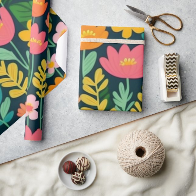 Lovely pink flowers Wrapping Paper (Crafts)