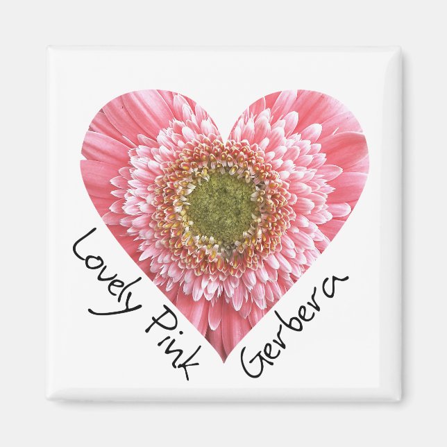 Lovely pink gerbera - Heart shape Magnet (Front)