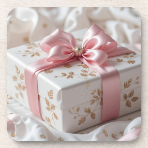lovely pink gift box coaster