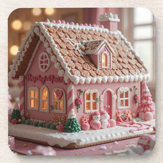 lovely pink gingerbread coaster (Front)