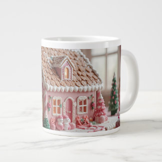 lovely pink gingerbread house large coffee mug