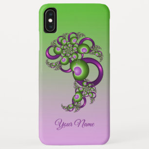 Lovely Pink Green Hearts Abstract Fractal Name iPhone XS Max Case