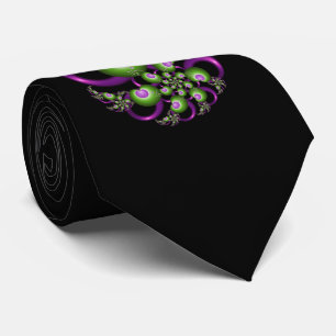 Lovely Pink Green Hearts Modern Abstract Fractal Tie