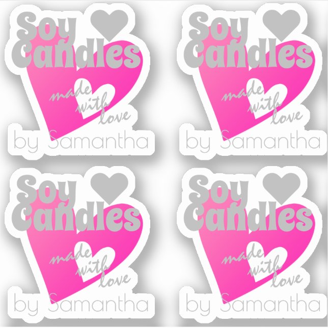 Lovely Pink Heart Grey Made with Love Soy Candles (Front)