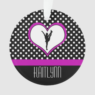 Lovely Pink Heart with Polka-Dots Cheer Ornament