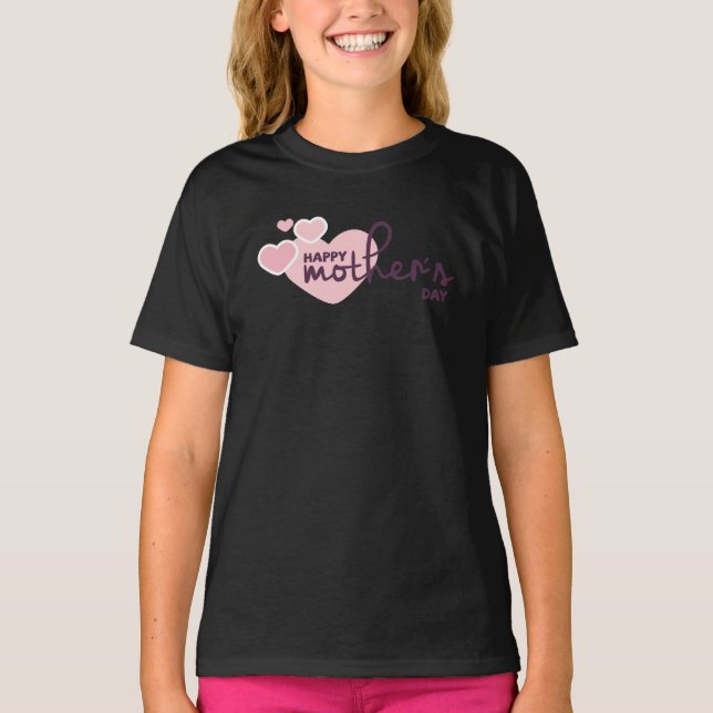 Lovely Pink Hearts Happy Mother's Day Ringer Shirt (Front)