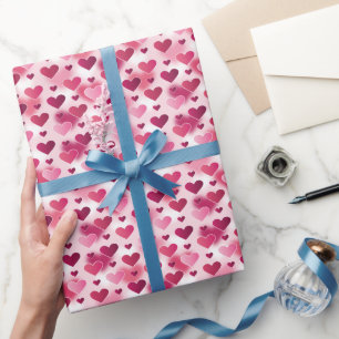 Lovely Pink Hearts Pattern Wrapping Paper