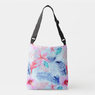 Lovely Pink Hibiscus Tropical Floral Pattern Crossbody Bag