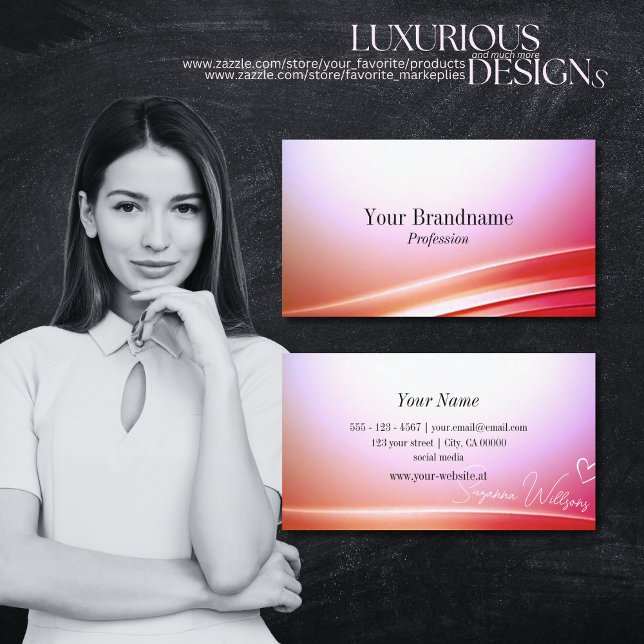 Lovely Pink Lilac Ombre Curved Decor Innovatively Business Card (Creator Uploaded)