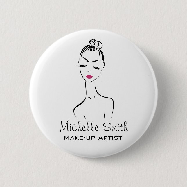 Lovely pink lips make up artist  branding 6 cm round badge (Front)
