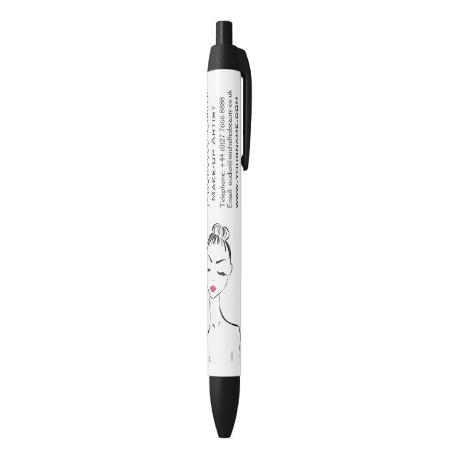 Lovely pink lips make up artist  branding black ink pen (Bottom (Vertical))