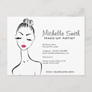 Lovely pink lips make up artist  branding postcard