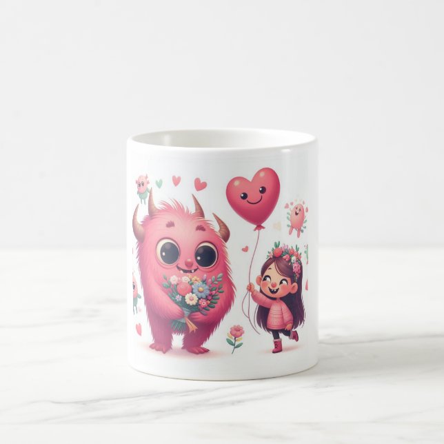 Lovely Pink Monster & The Girl Coffee Mug (Center)
