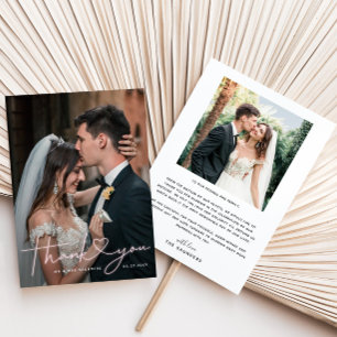 Lovely Pink Neon Sign Wedding Photo Thank You Card