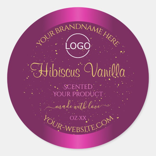 Lovely Pink Product Labels Gold Soft Glitter Logo (Front)