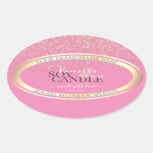 Lovely Pink Product Packaging Labels Gold Frame