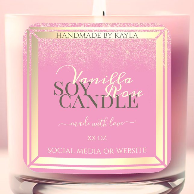 Lovely Pink Product Packaging Labels Gold Frame (Creator Uploaded)