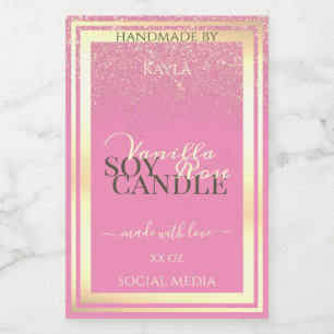 Lovely Pink Product Packaging Labels Gold Frame