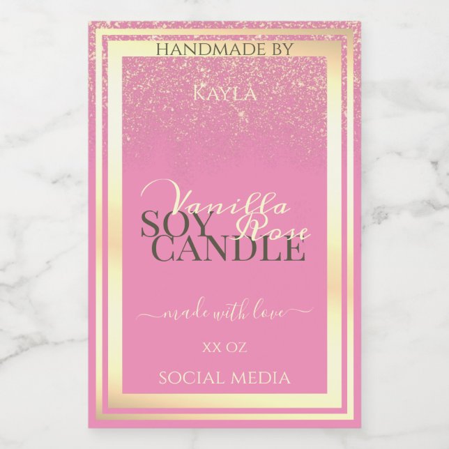 Lovely Pink Product Packaging Labels Gold Frame (Single Label)
