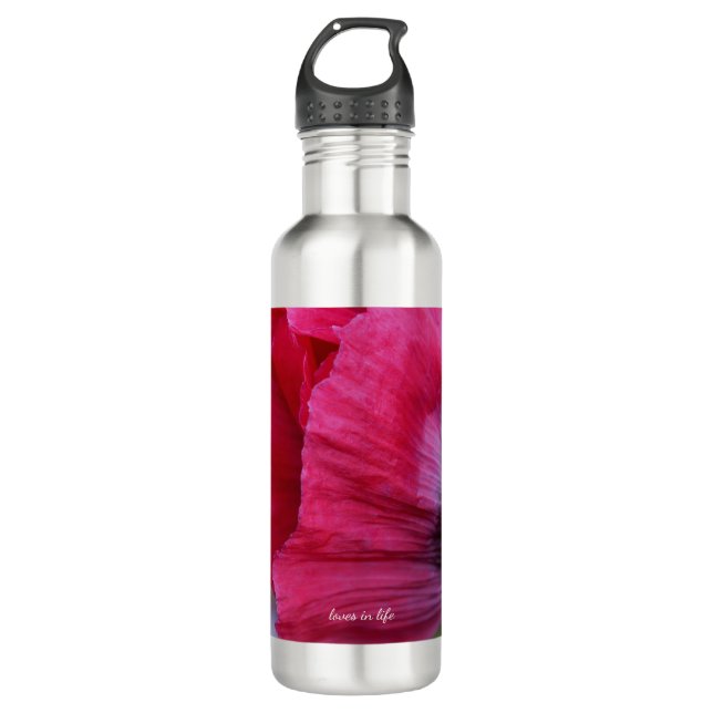 Lovely PInk & Purple Poppy Flower 710 Ml Water Bottle (Front)