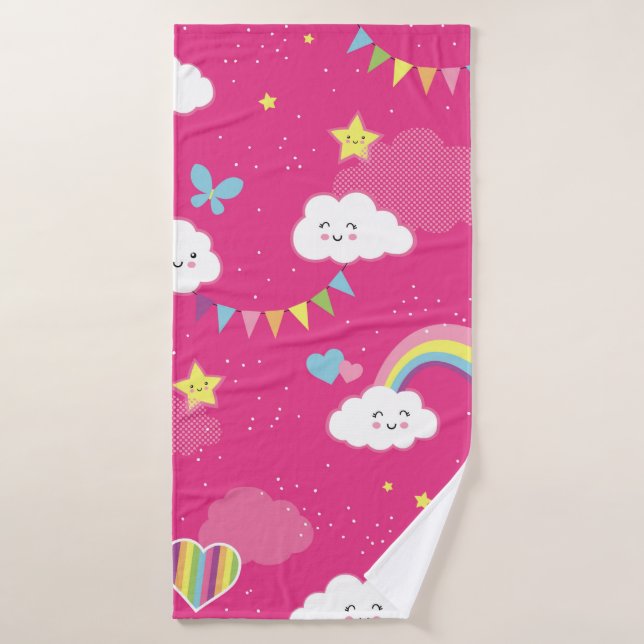 Lovely Pink Rainbow Sky repeating pattern. A seaml Bath Towel (Bath Towel)