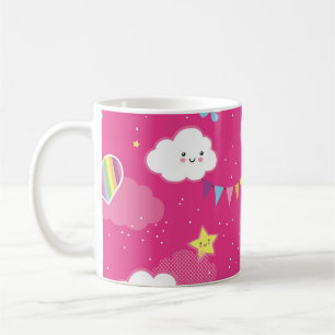 Lovely Pink Rainbow Sky repeating pattern. A seaml Coffee Mug