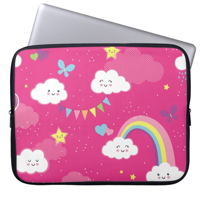 Lovely Pink Rainbow Sky repeating pattern. A seaml Laptop Sleeve (Front)