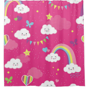 Lovely Pink Rainbow Sky repeating pattern. A seaml Shower Curtain