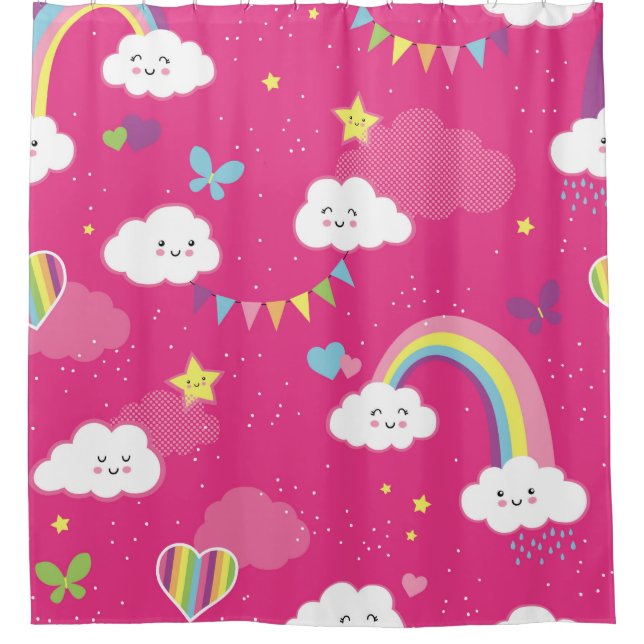 Lovely Pink Rainbow Sky repeating pattern. A seaml Shower Curtain (Front)