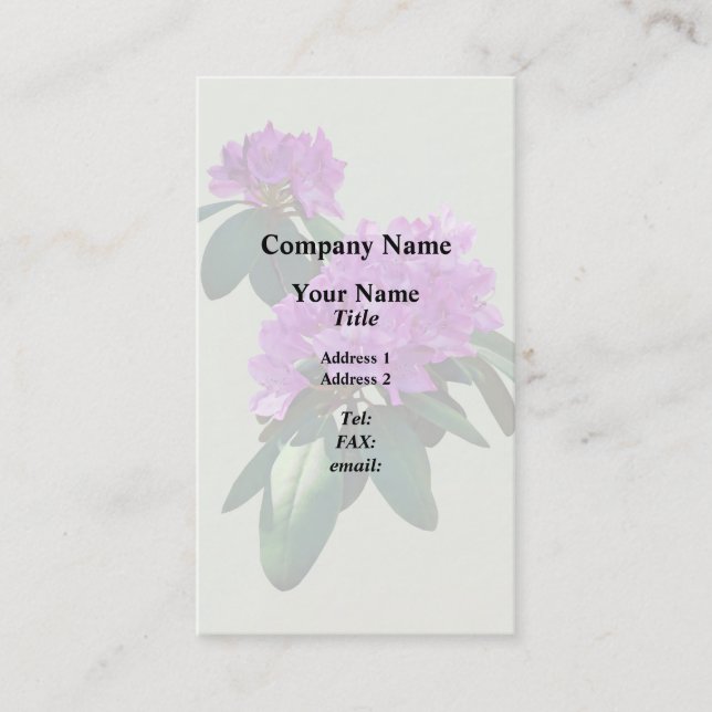 Lovely Pink Rhododendrons Business Card (Front)