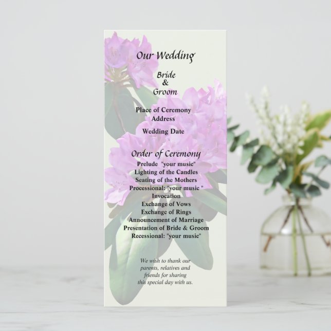 Lovely Pink Rhododendrons Program (Standing Front)