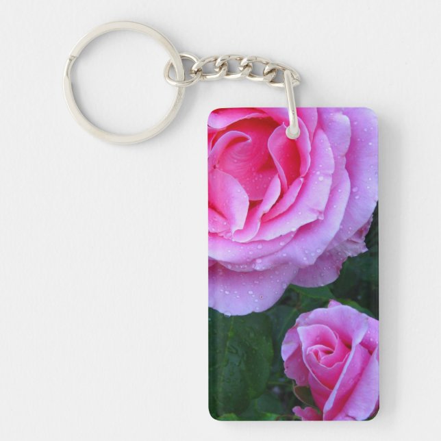 Lovely Pink Rose Acrylic Keychain (Front)