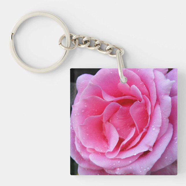 Lovely Pink Rose Acrylic Keychain (Front)