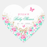 Lovely Pink Rose Floral Golden Bow Baby shower