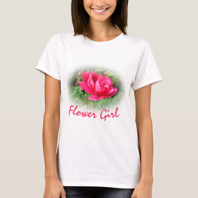 Lovely pink rose flower girl T-shirt (Front)