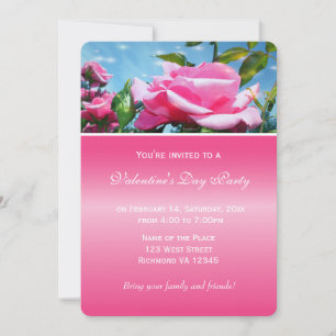 Lovely pink rose flower Valentine's Day party Invitation