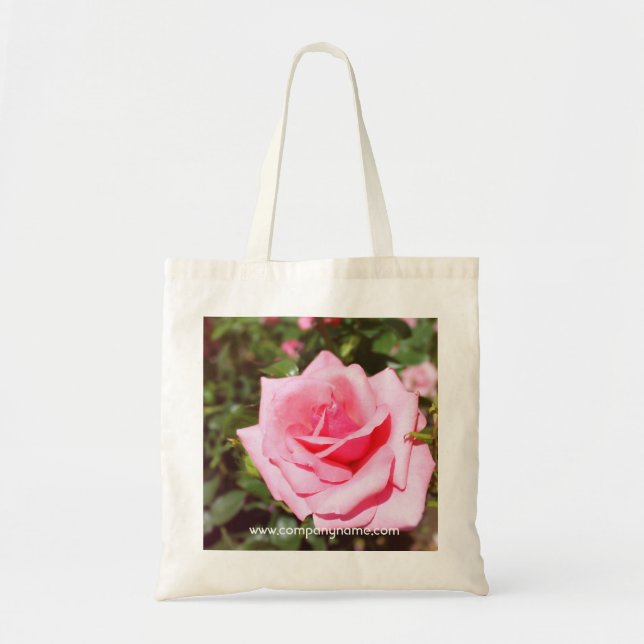 lovely pink rose flower with sweet  hearts tote bag (Front)
