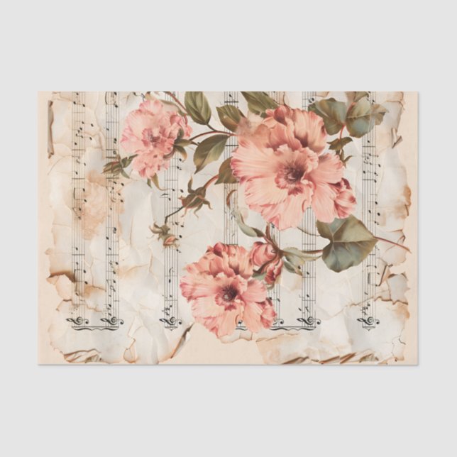 Lovely pink roses vintage style music sheet (Front)