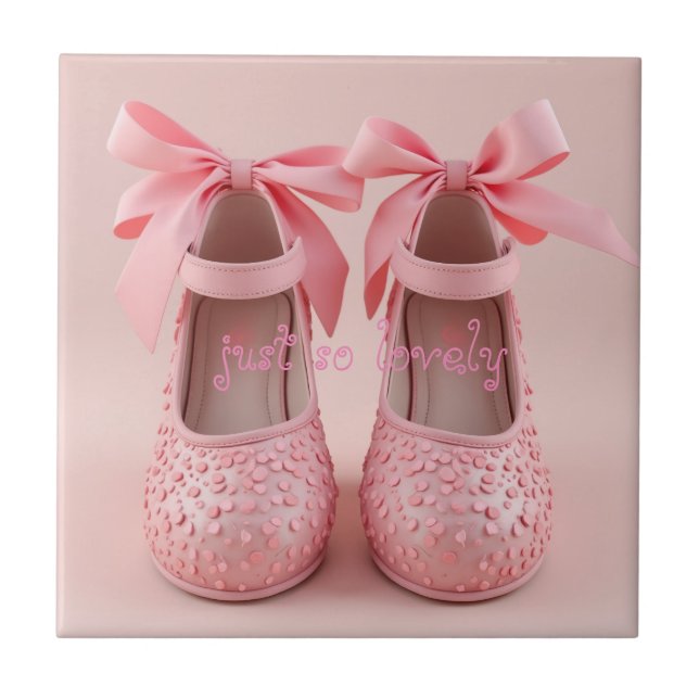 lovely pink shoes ceramic tile (Front)